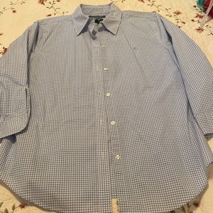 Ralph Lauren dress shirt like new, mid sleeve lightweight. Blue pastel gingham